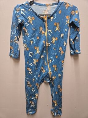 Bellabu Bear Bamboo Convertible Foot Pajamas Infant Baby 9-12m Basketball Pups